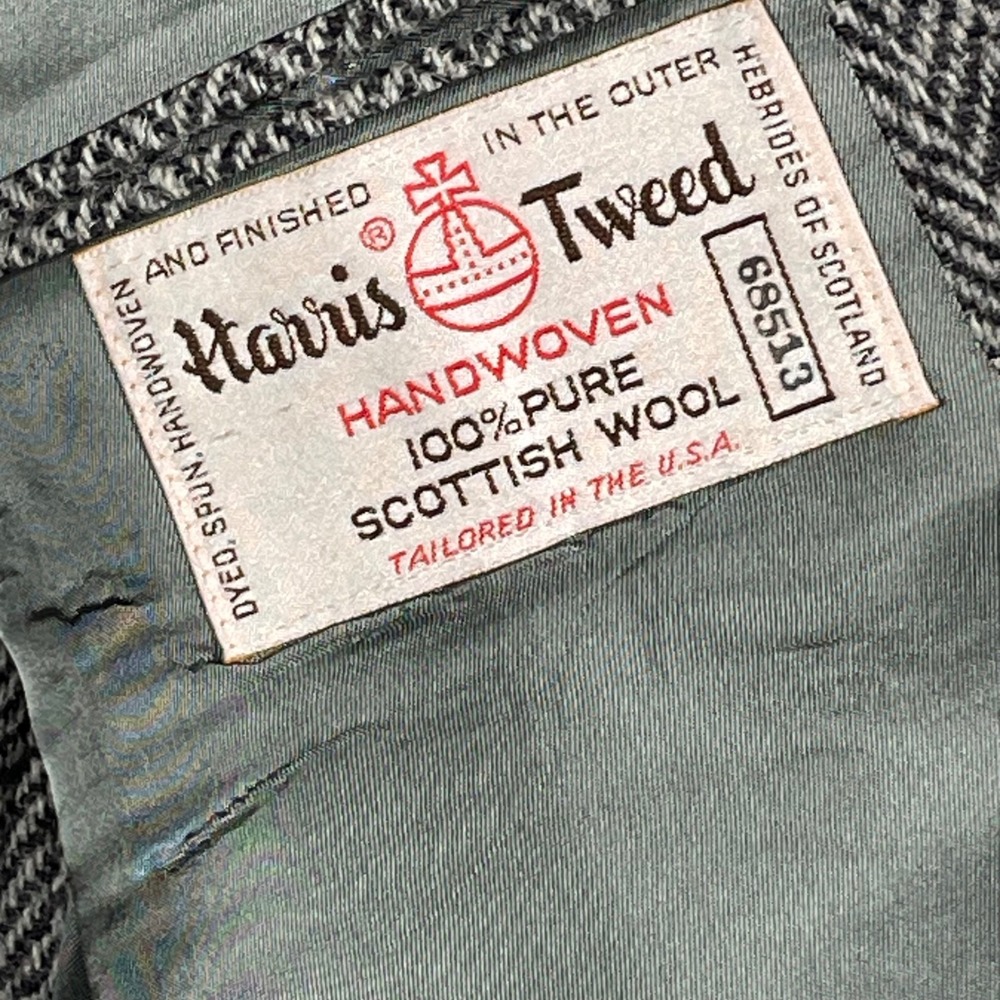 Harris Tweed Mens Grey Herringbone Scottish Wool Blazer Sport Coat 42L USA - Picture 5 of 11